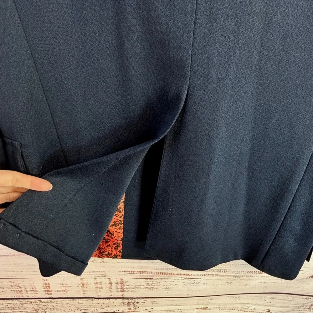 Vintage‎ Wide Lapel Preppy Navy Blue Blazer 38/40R Gold Buttons Hopsack Summer